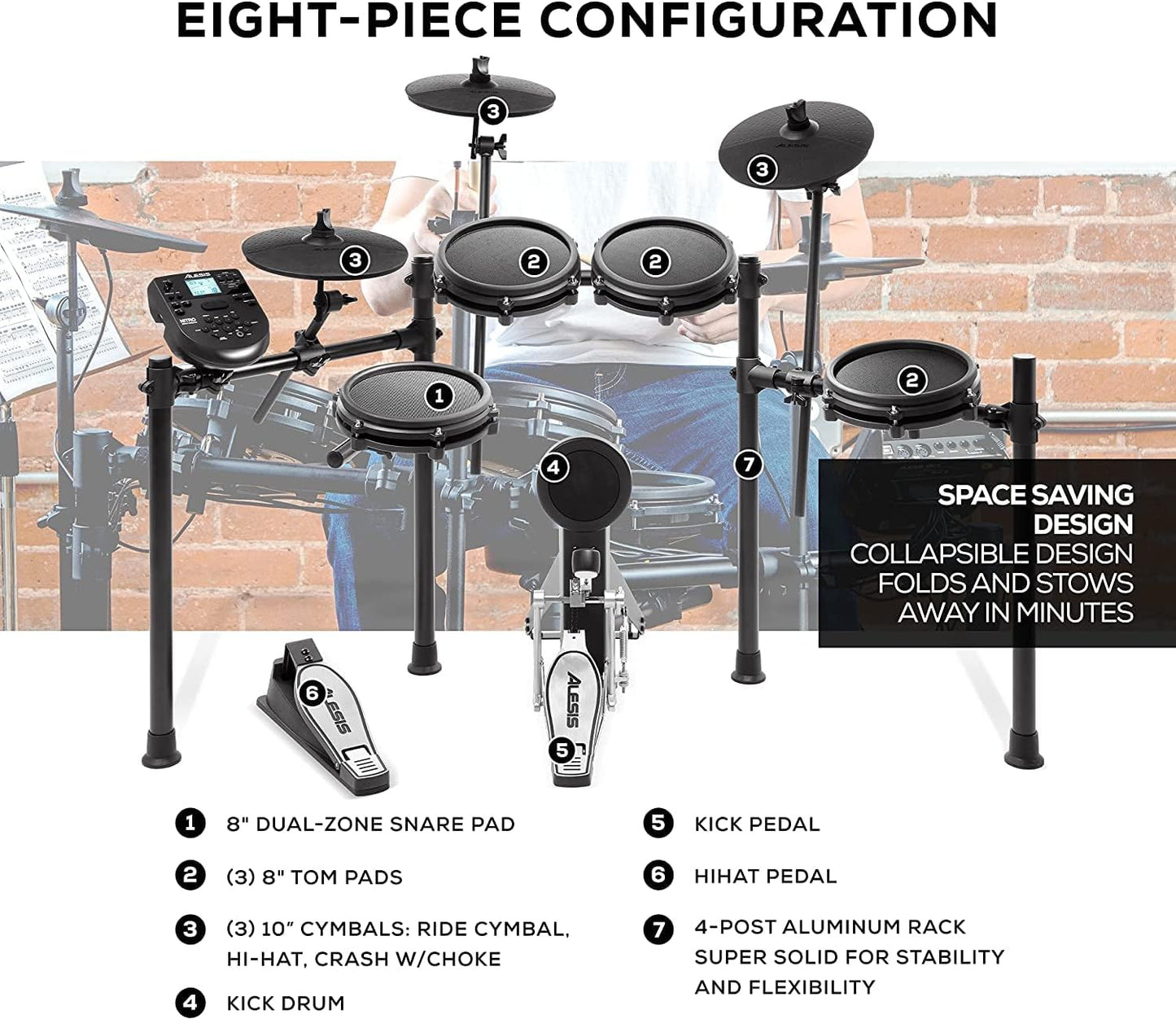 Alesis Nitro Mesh Kit Electronic Drum Set with Headphones