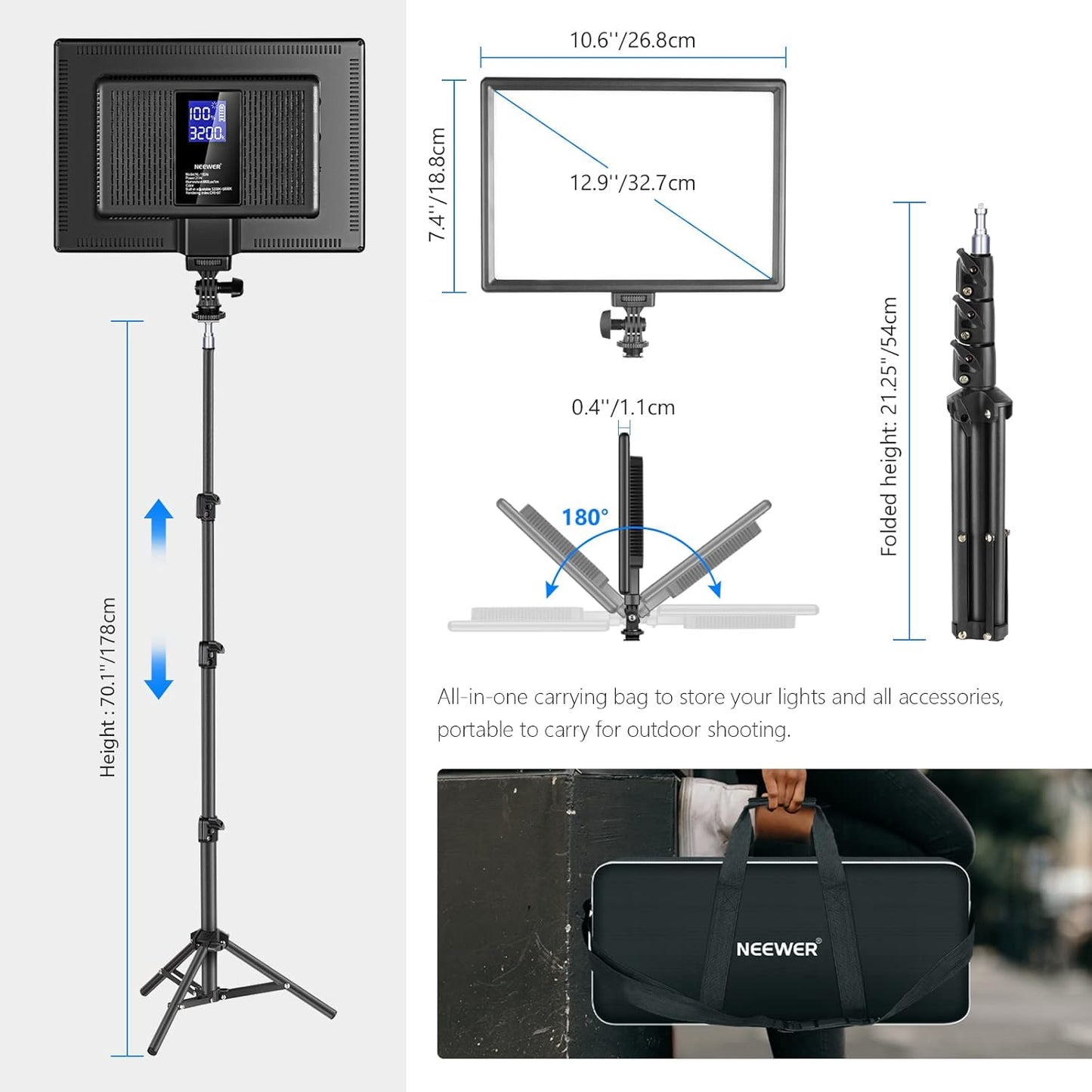 Neewer 10099300 13" LED Video Light Panel Kit