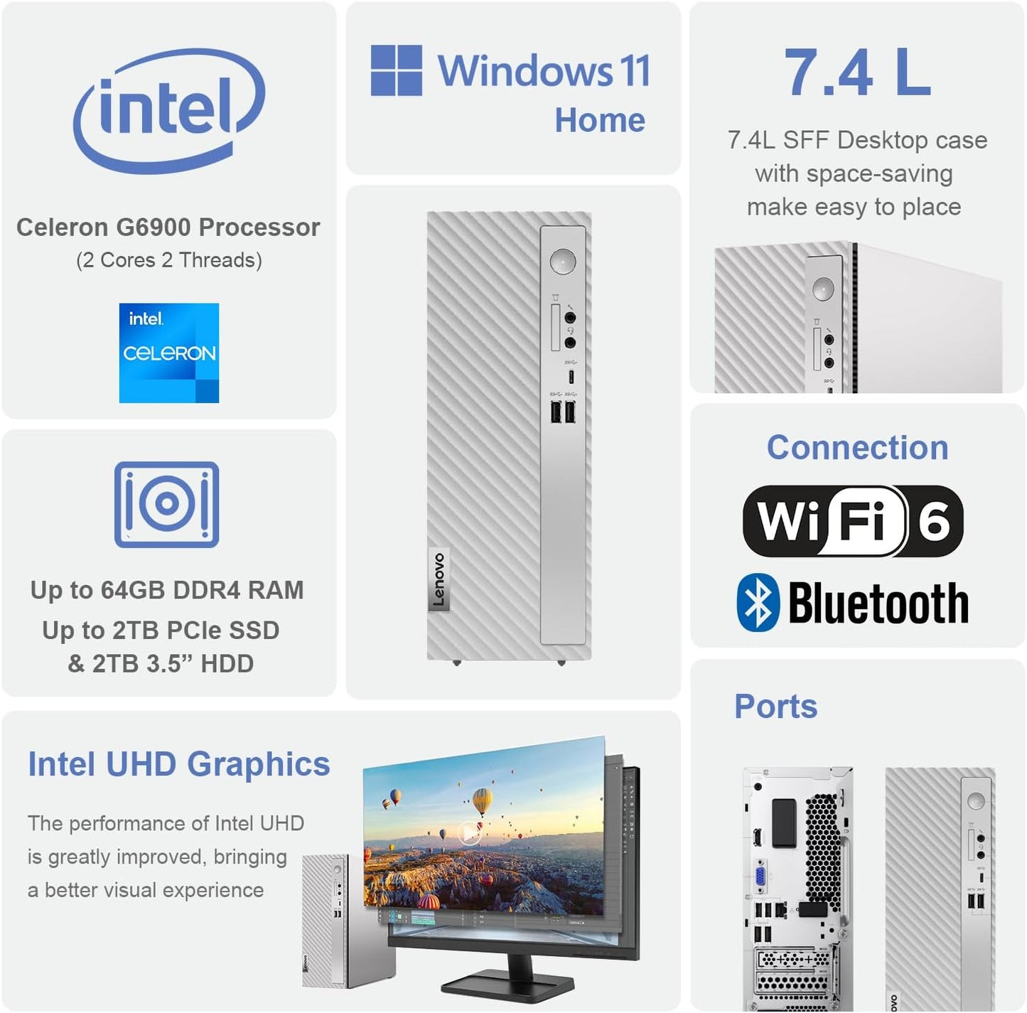 Lenovo A340-22ICB IdeaCentre Desktop Celeron 16GB 1TB SSD