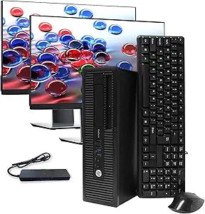 HP Desktop Computer i5-4th Gen 16GB 1TB SSD Dual 24" Monitor Renewed