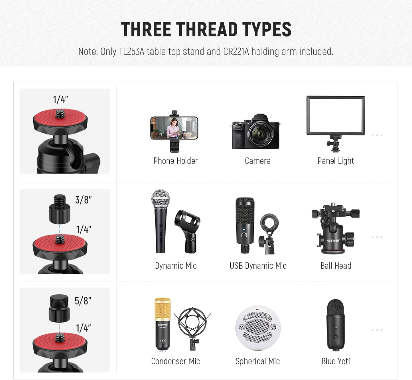 Neewer 10101296 Extendable Camera Desk Mount Ball Head