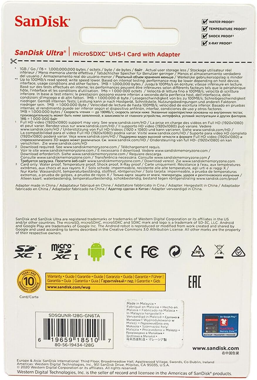 SanDisk SDSQUNB-128G-AZFMN 128GB microSD Card Amazon Edition