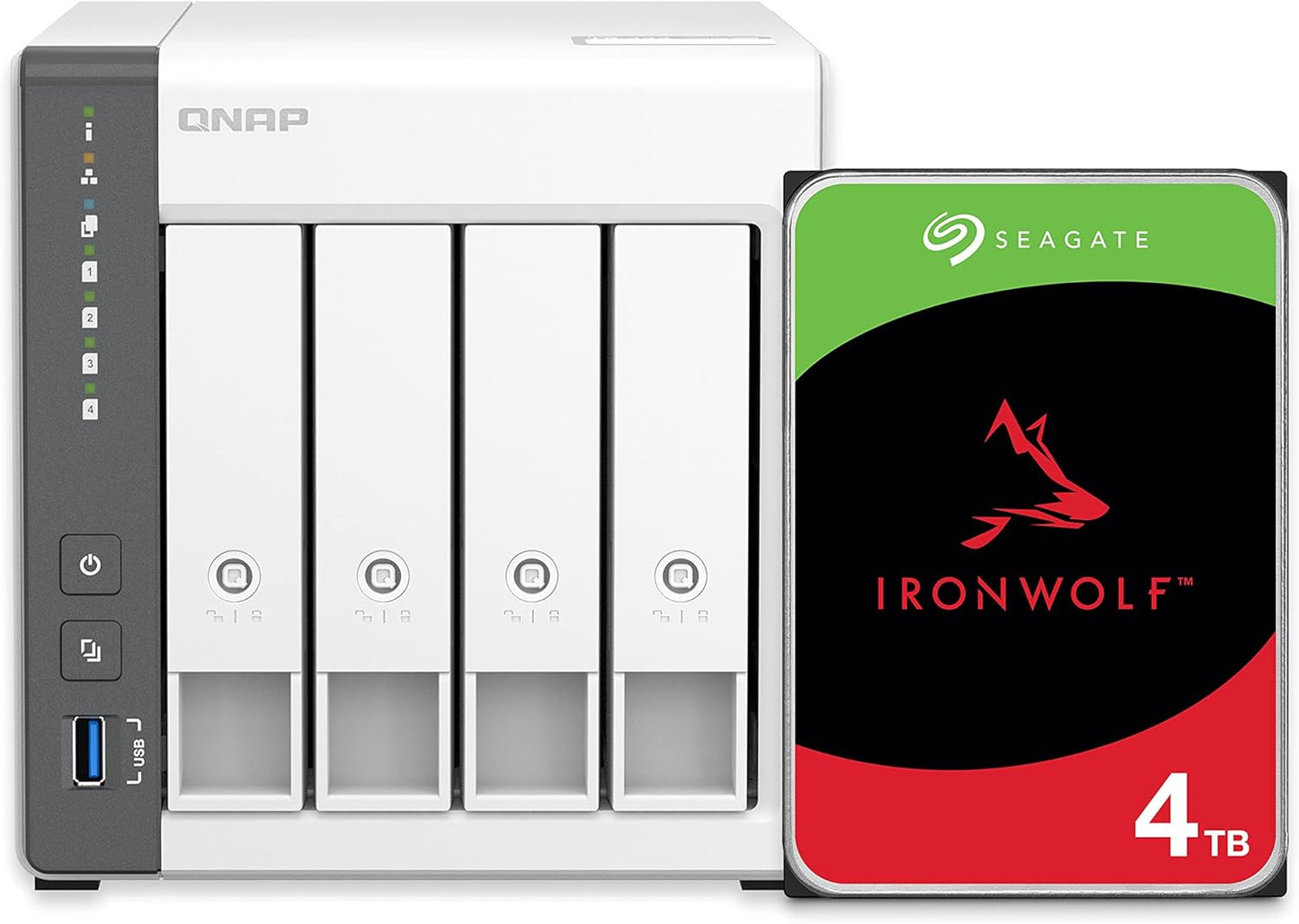 QNAP TS-433-4G-44ST-US 12TB NAS RAID 5 Bundle