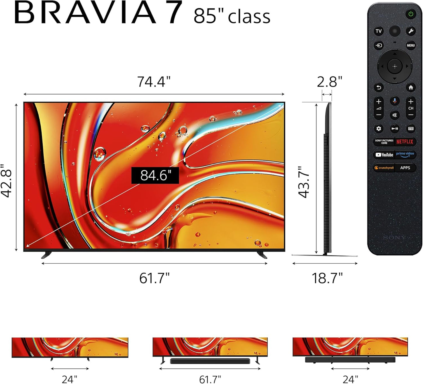 Sony K85XR70 BRAVIA 7 85" 4K QLED Mini LED Google TV