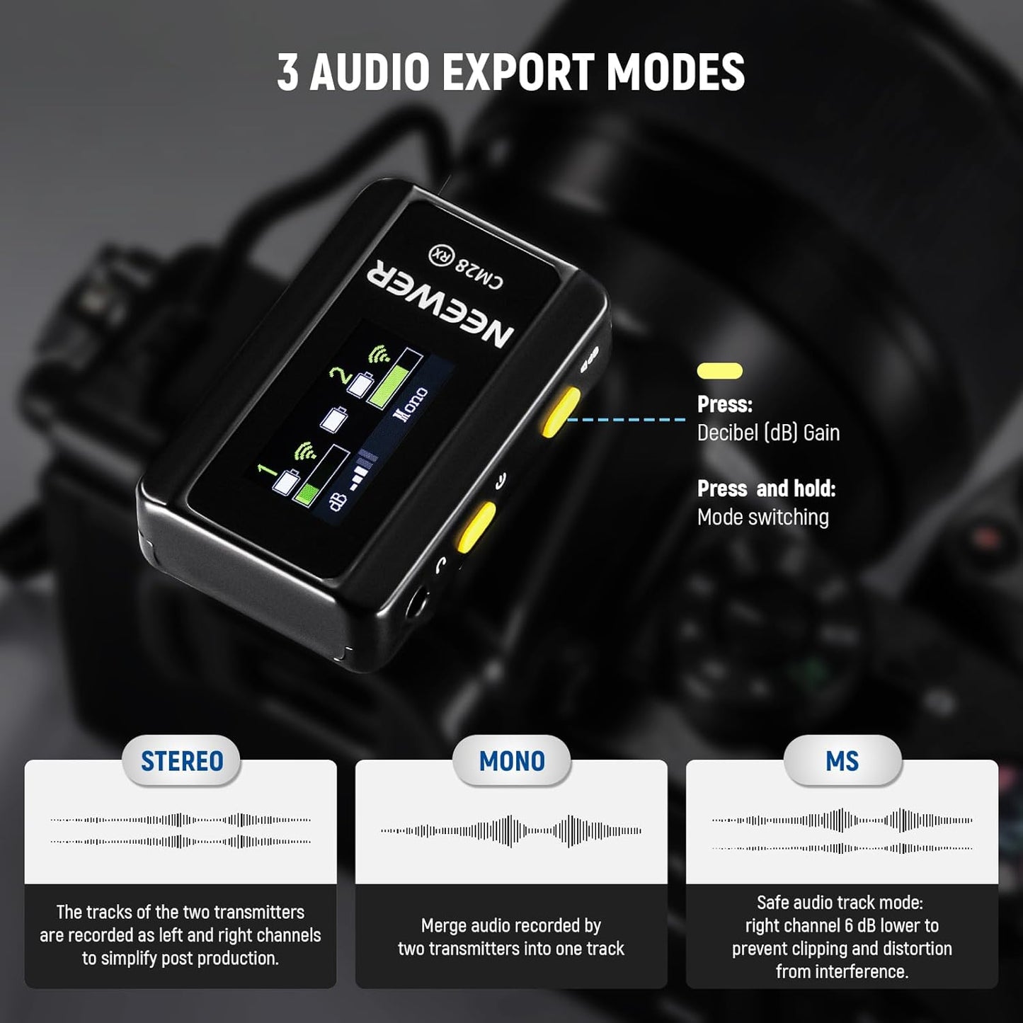 Neewer 21000052 CM28 Wireless Lavalier Microphone with Charging Case