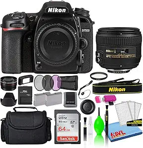Nikon 1581 D7500 DSLR Camera 50mm Lens Deluxe Bundle Renewed