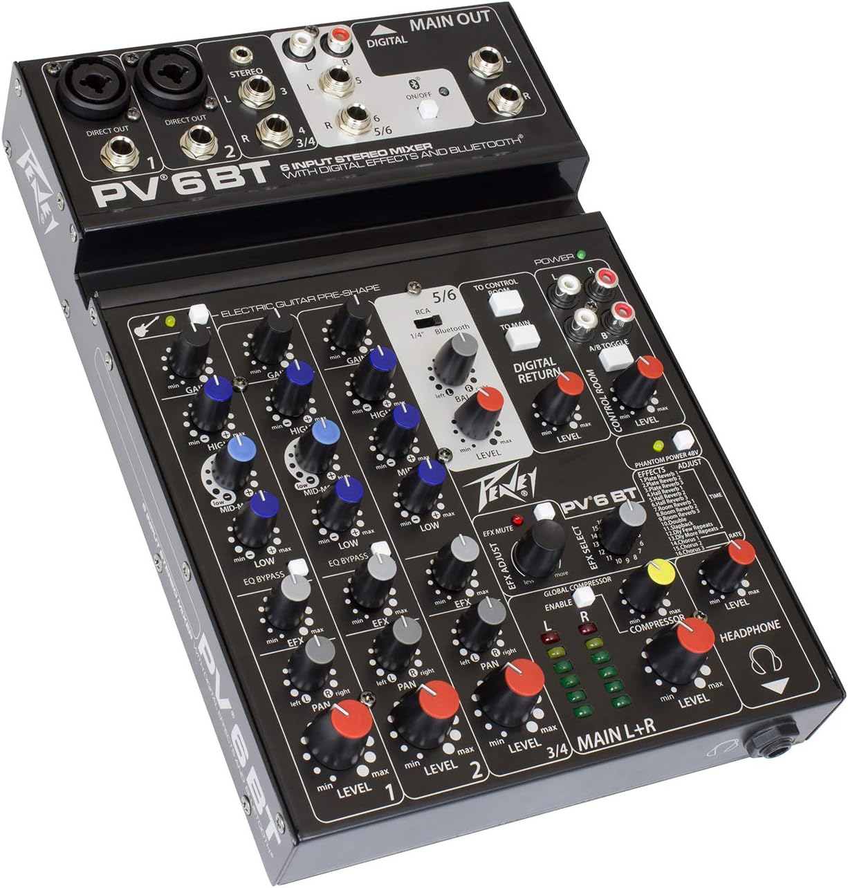 Peavey PV6BT 6-Channel Compact Mixer with Bluetooth