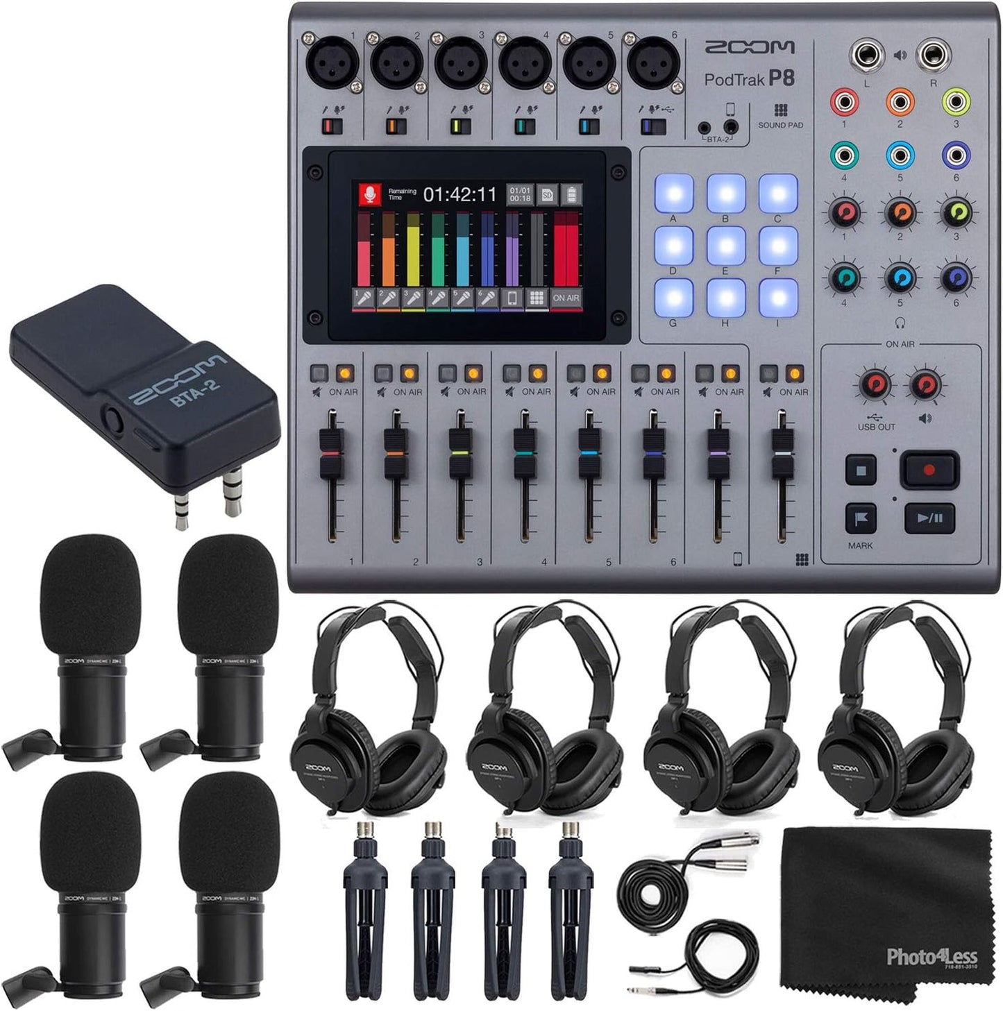 Zoom ZP8 K7 PodTrak P8 Podcast Recorder Bundle