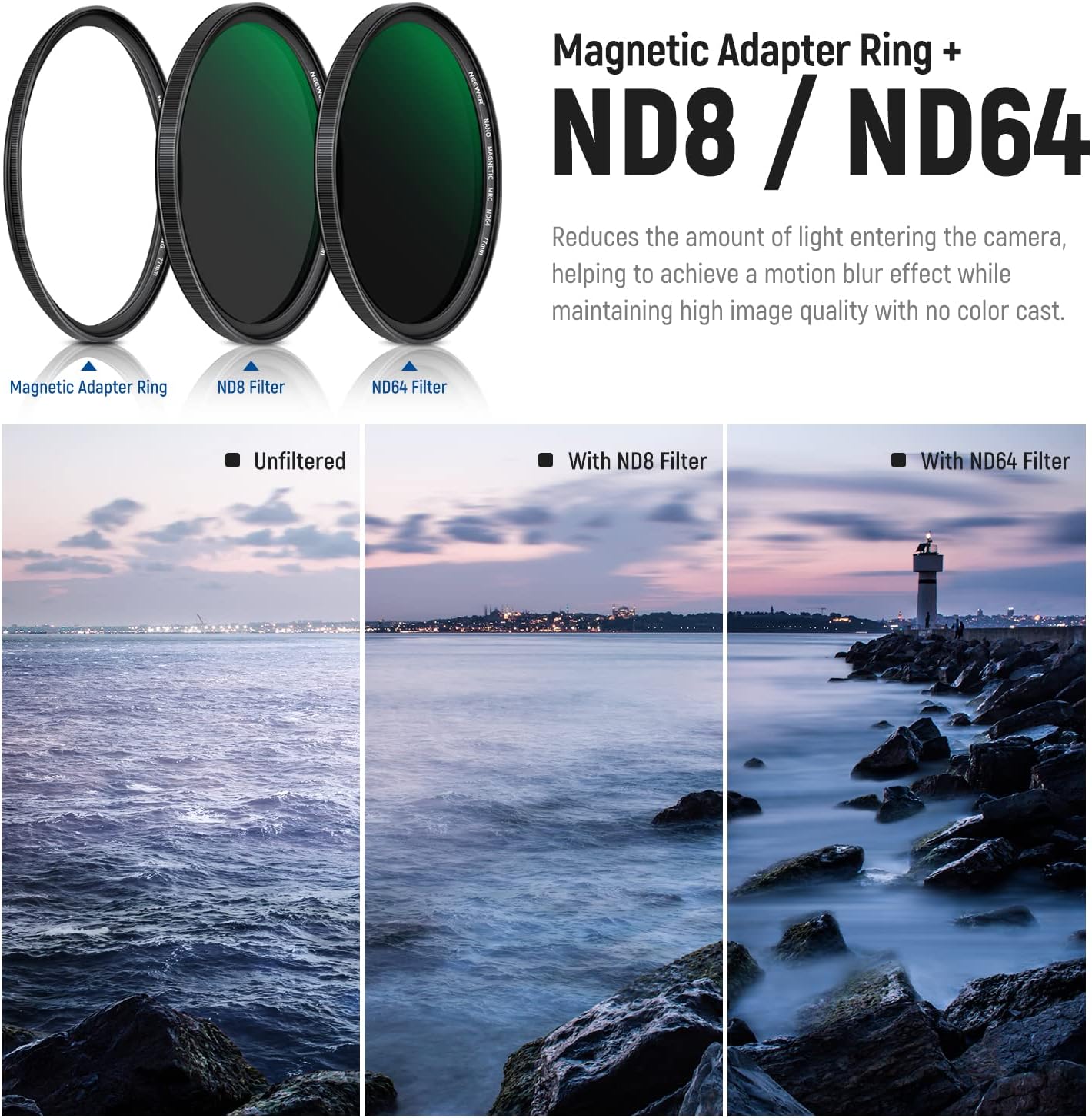 Neewer 10101506 77mm 5-in-1 Magnetic ND Filter Set