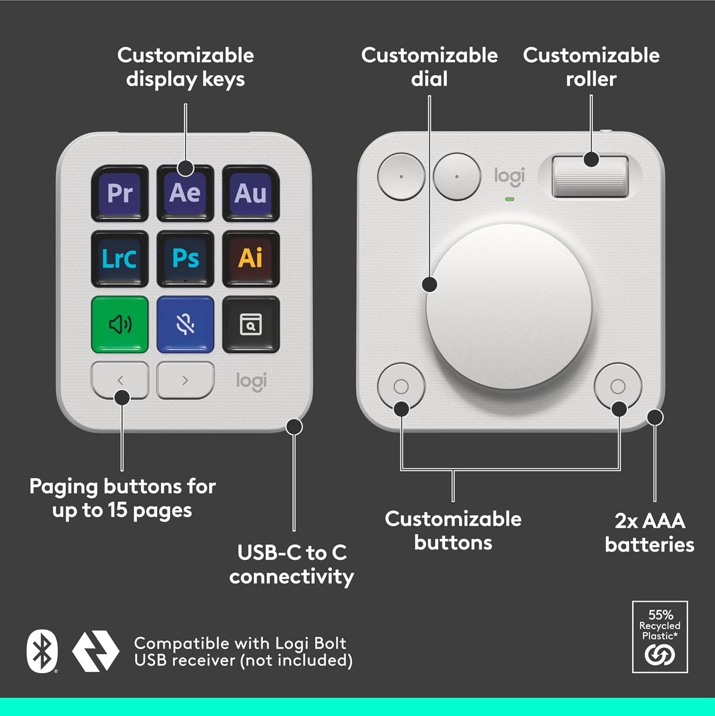Logitech 920-012661 MX Creative Console - Customizable Dial & Keys