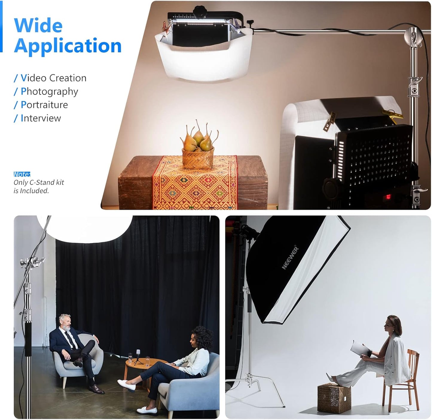 Neewer ST-C-CB Heavy Duty C Stand Boom Arm Photography Lighting