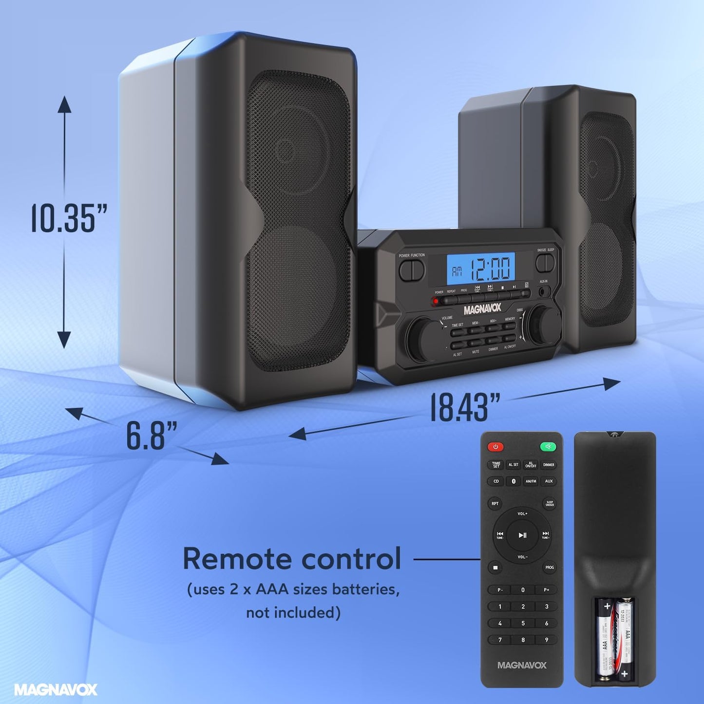 Magnavox MM435M-BK Compact CD Shelf System with Bluetooth