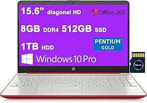 HP Notebook 15 Pentium Gold Laptop 8GB 512GB SSD + 1TB HDD