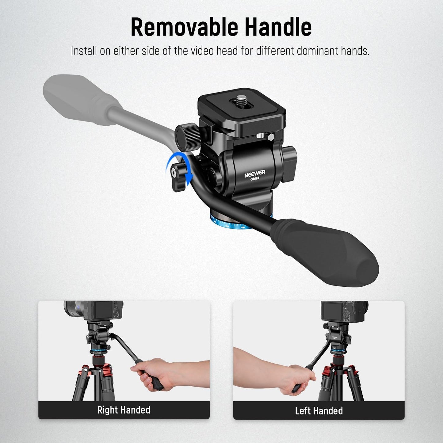 Neewer 10102493 GM24 Tripod Fluid Head, Blue
