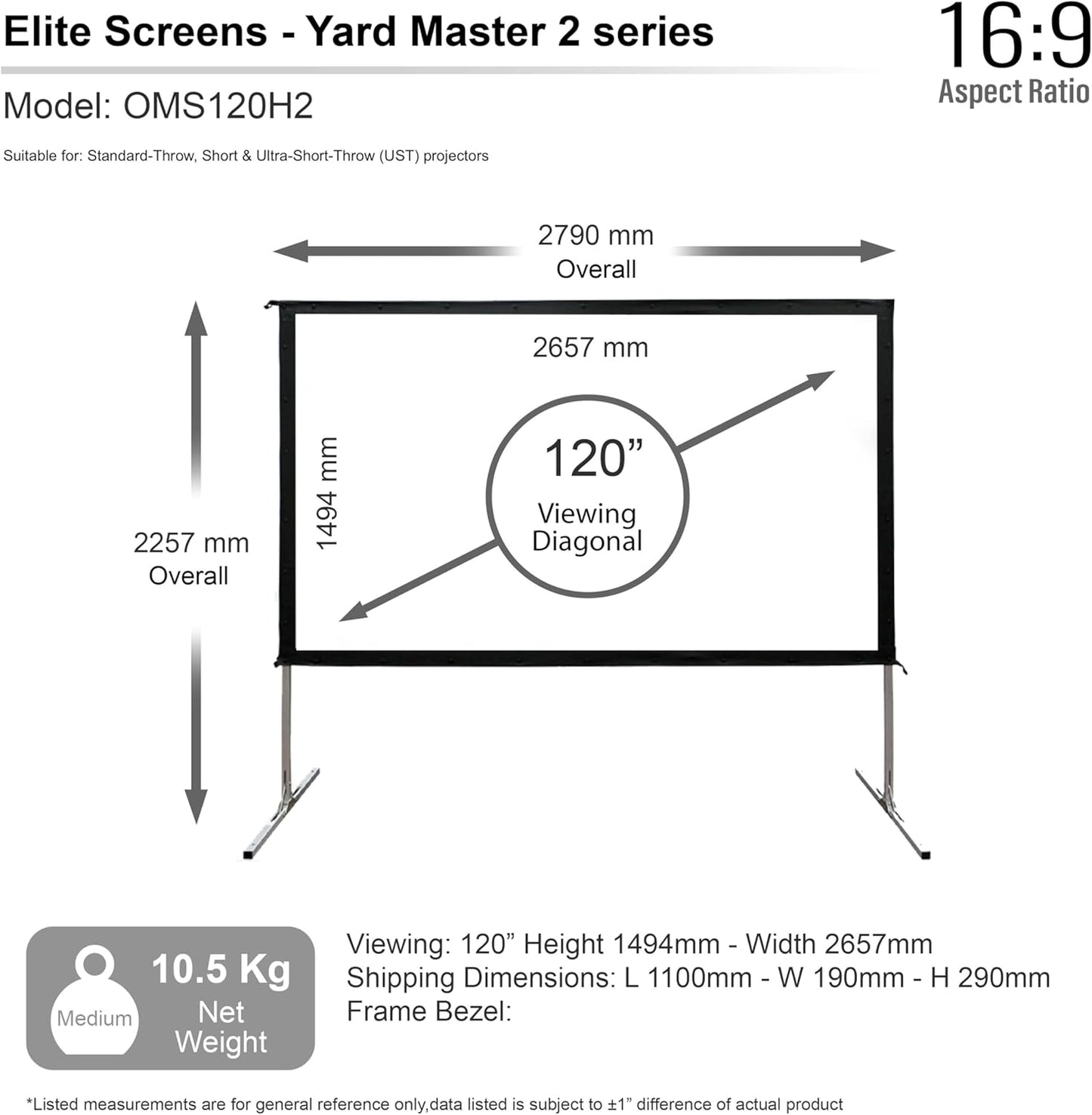 Elite Screens OMS120H2 120-INCH Outdoor Projector Screen