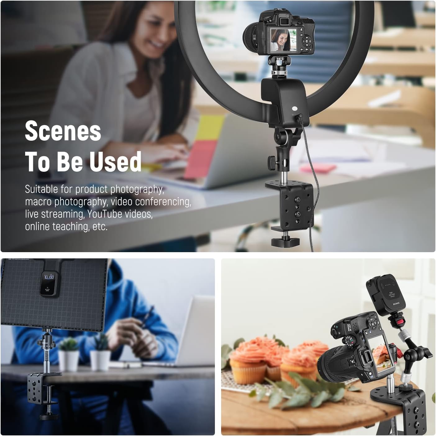 Neewer 10102449 2-Pack Heavy Duty C Clamp Mount