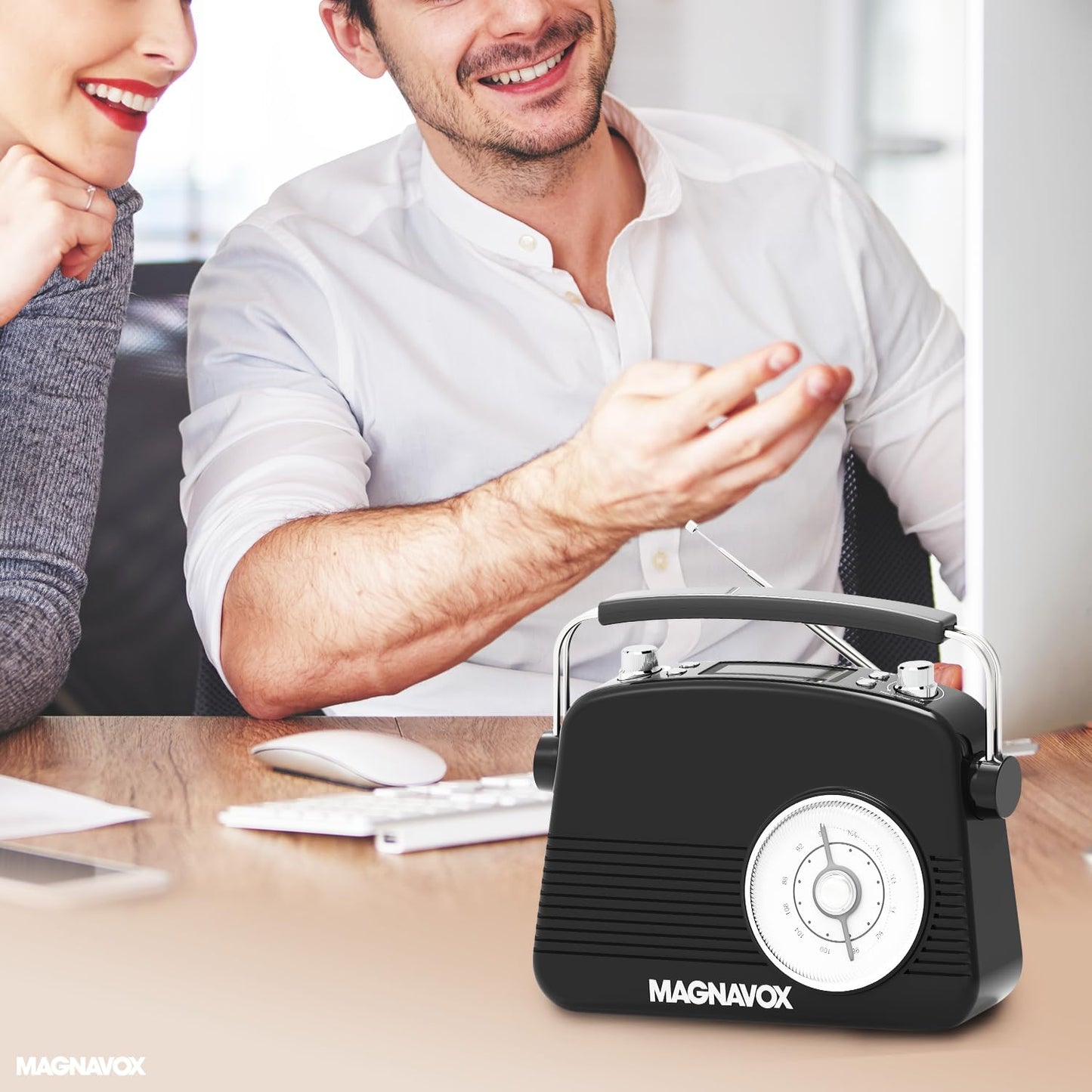 Magnavox Retro Dual - Bluetooth Alarm Clock Radio - Black