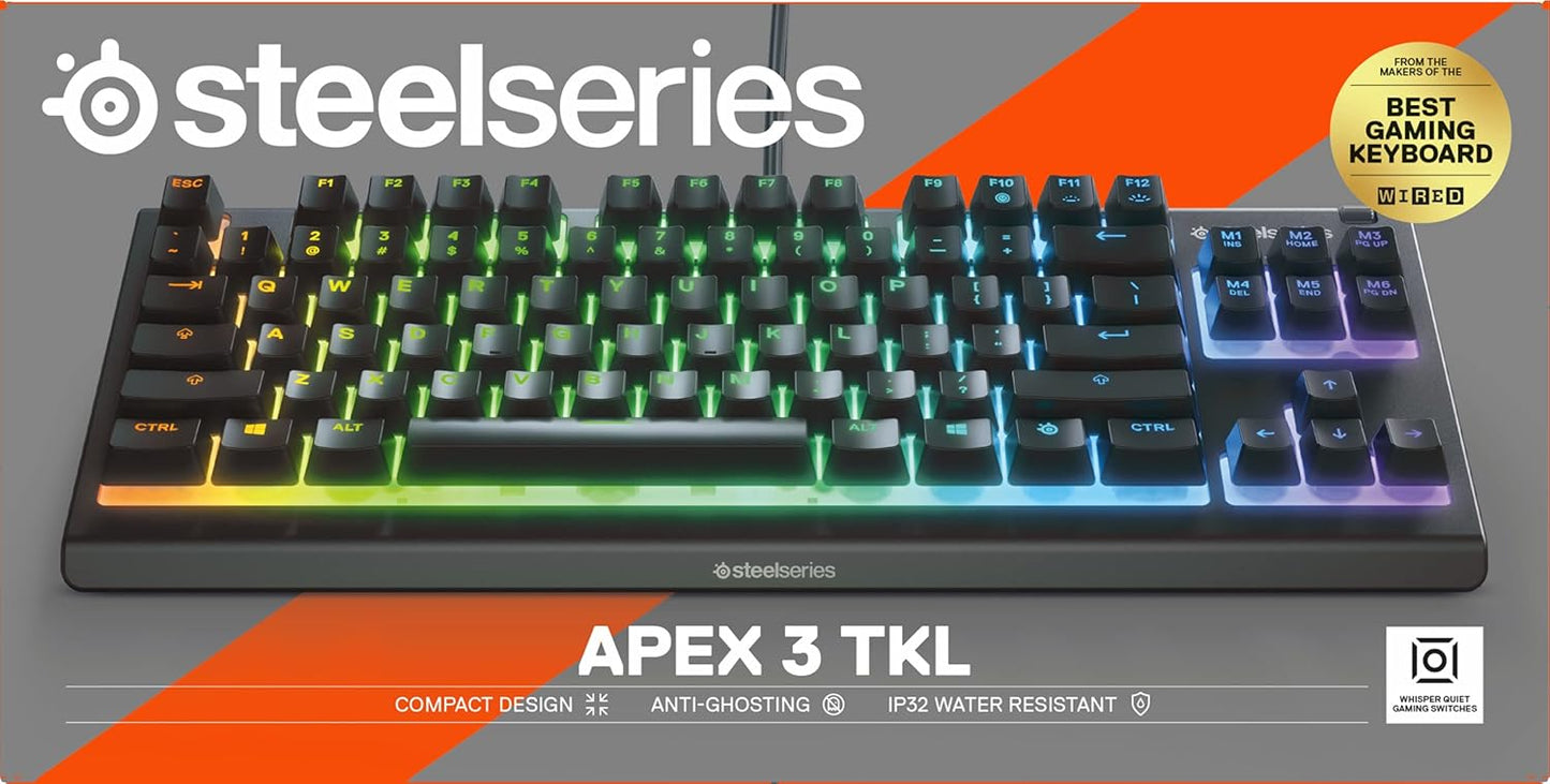 SteelSeries Apex 3 TKL RGB Gaming Keyboard (Renewed)