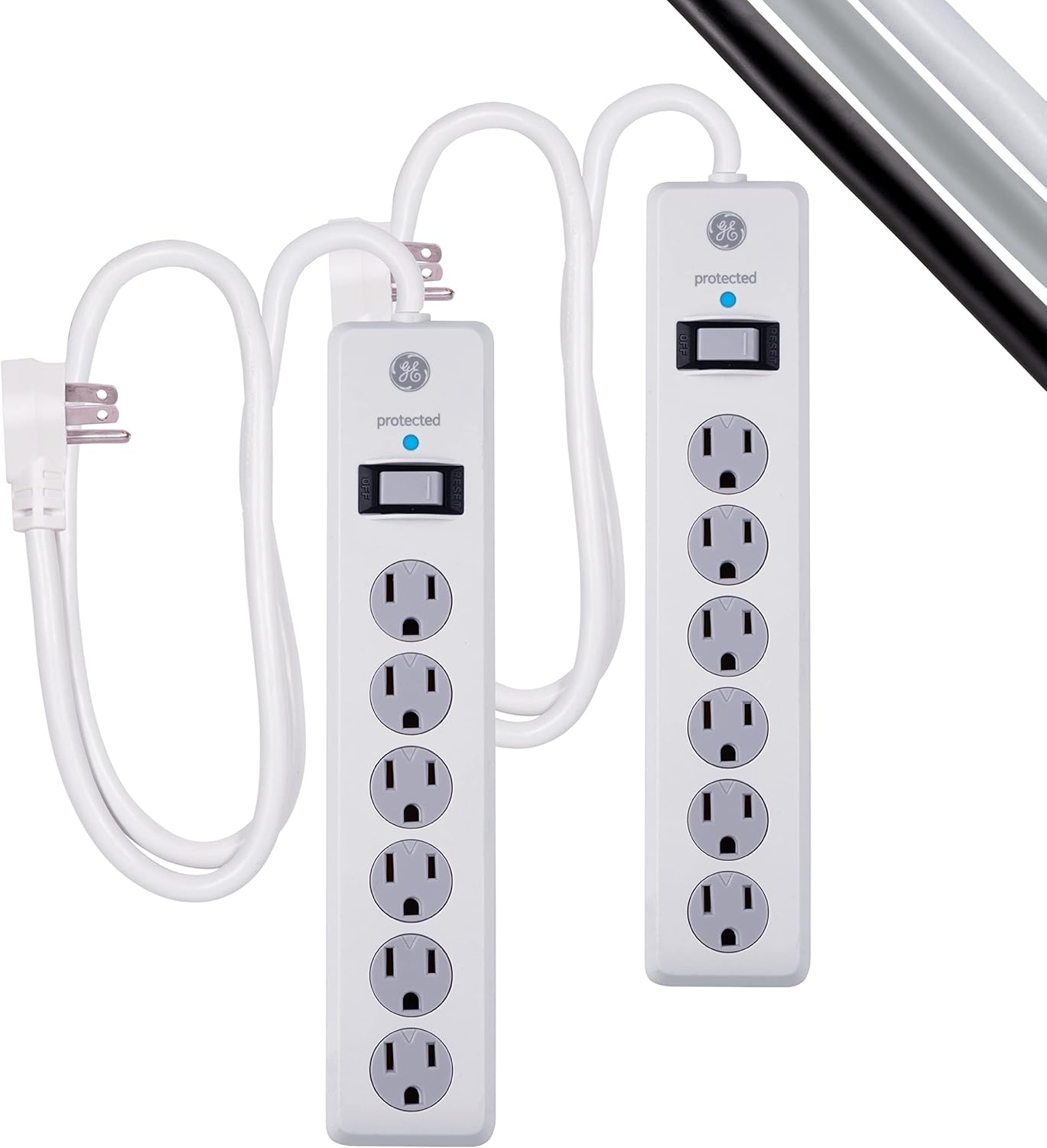GE 54634 6-Outlet Surge Protector Power Strip 2-Pack