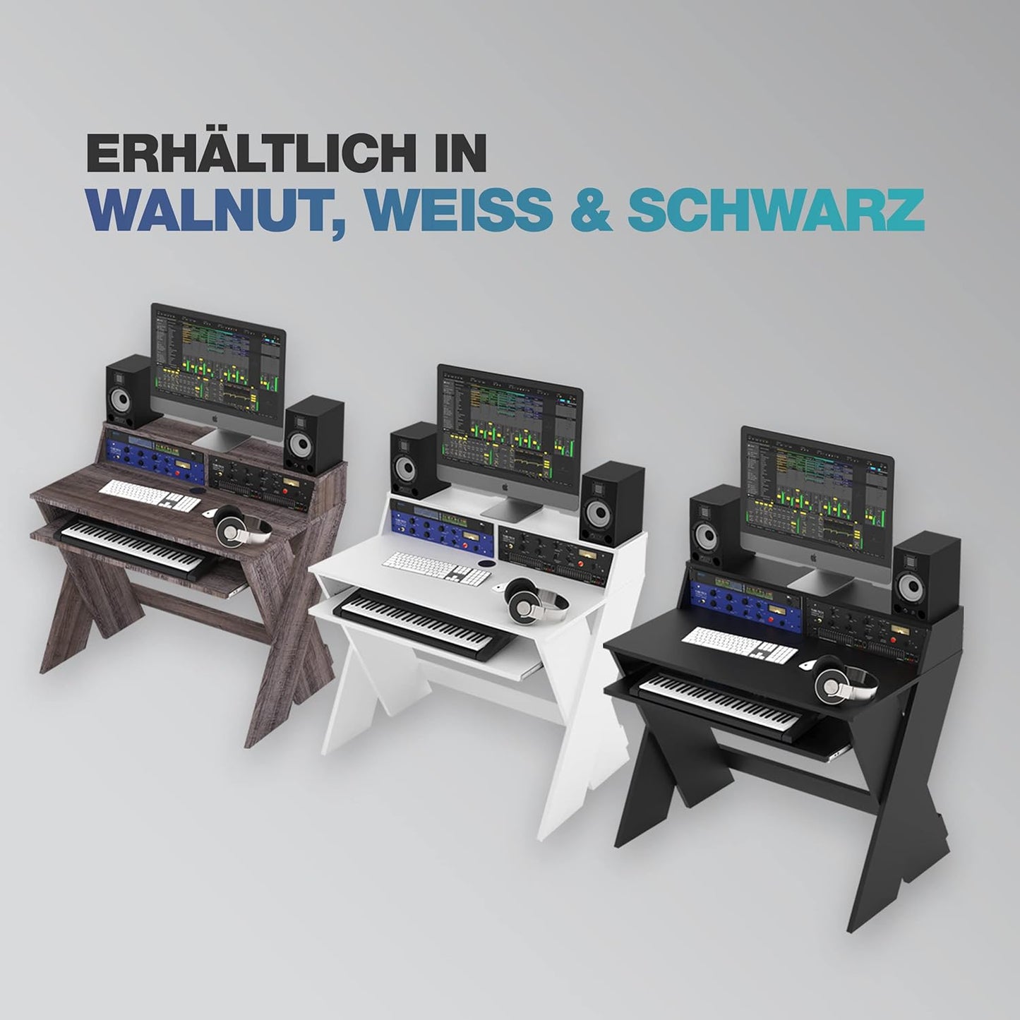 Glorious AMS-SOUND-DESK-COM-WAL Compact Studio Desk Walnut