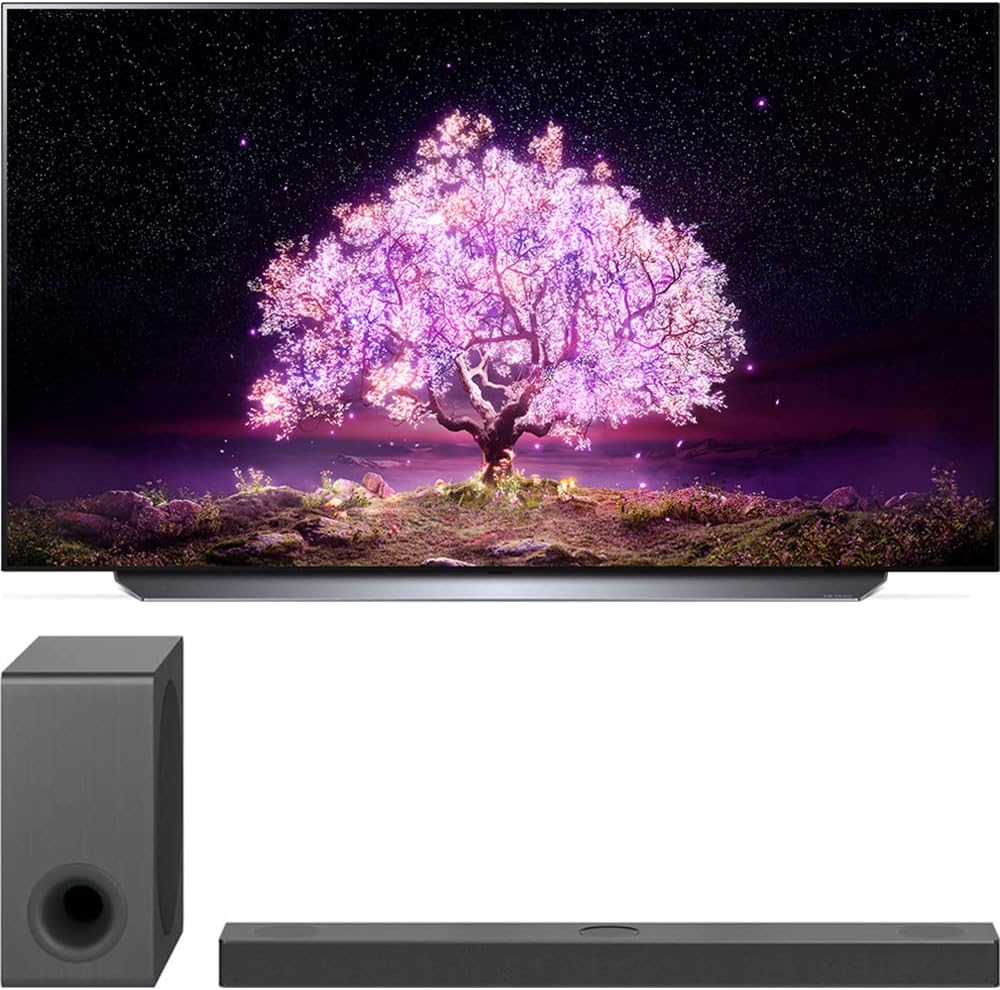 LG E80LGOLED77C1PUB 77" 4K OLED TV Soundbar Bundle