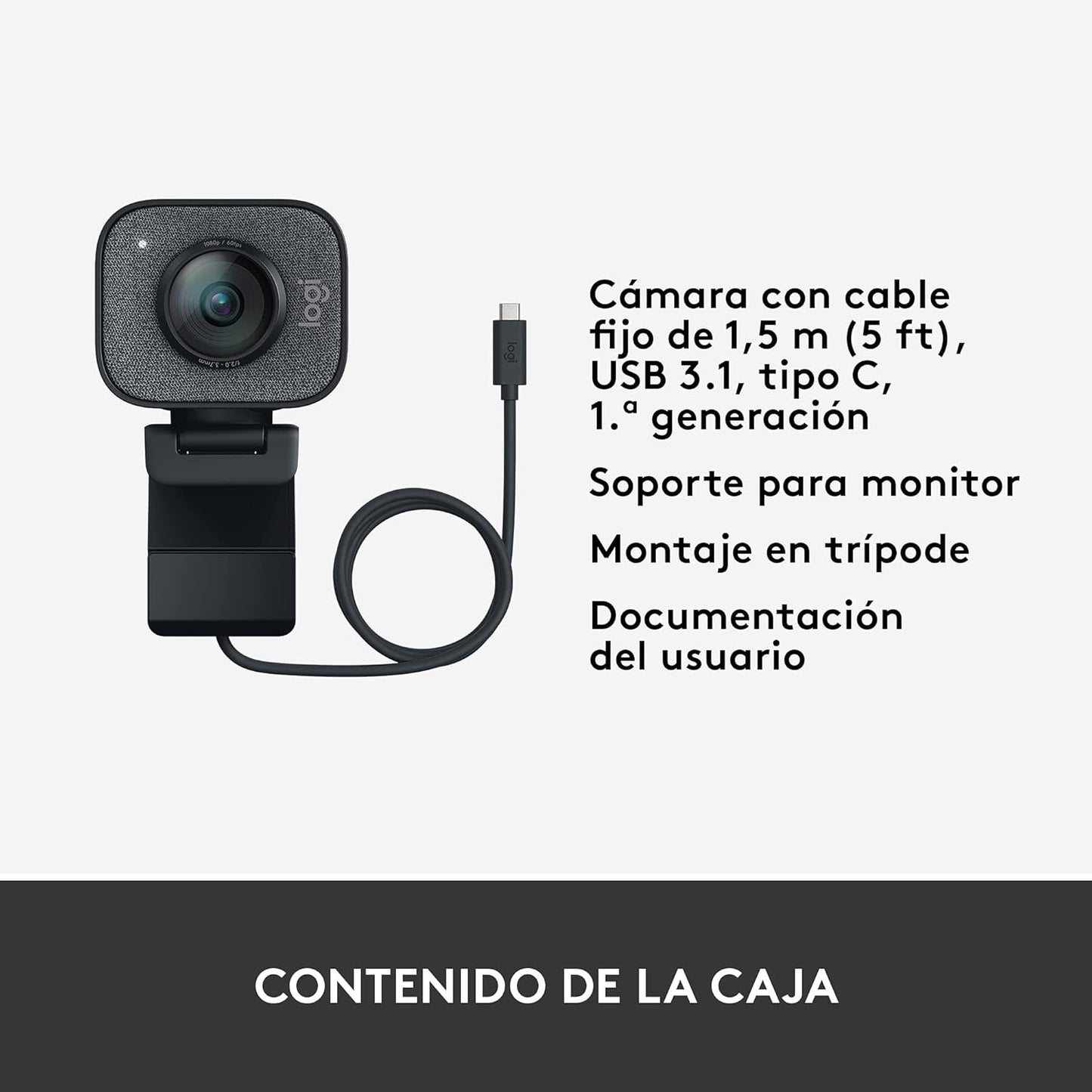 Logitech StreamCam Plus 960-001280 Webcam with Tripod (Renewed)