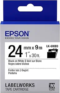 Epson LK-6WBD LabelWorks 1" Black on White Tape