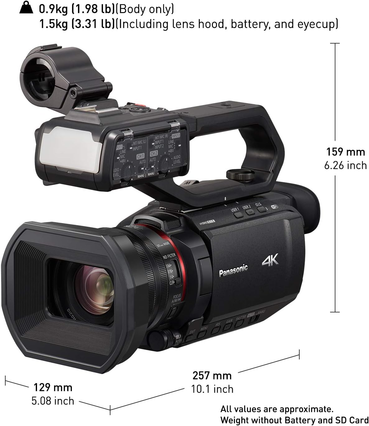 Panasonic HC-X2000 4K Professional Camcorder 24x Zoom