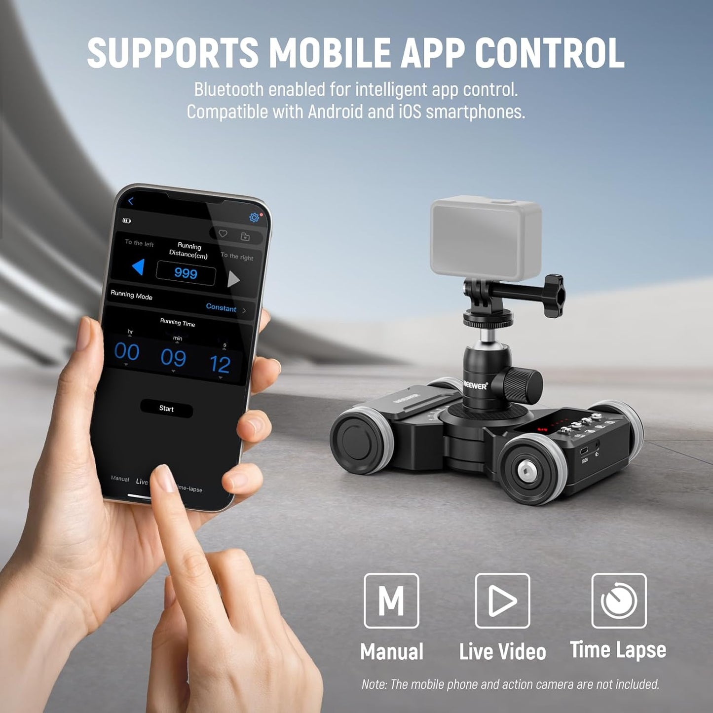 Neewer 10102645 Motorized Camera Dolly with App Control