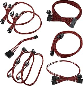 EVGA 100-CR-0650-B9 Red GS/PS Sleeved Power Cable Set