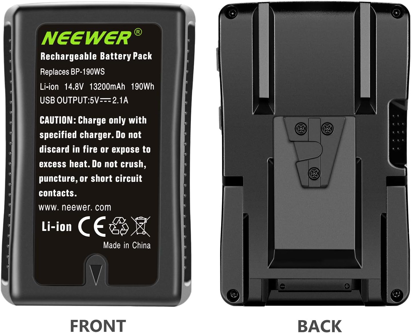 Neewer 10095777 V Mount 190Wh 14.8V Rechargeable Battery
