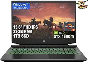 HP Pavilion Gaming Laptop 15.6" Ryzen 7, 32GB RAM, GTX 1660 Ti, Win11 Pro
