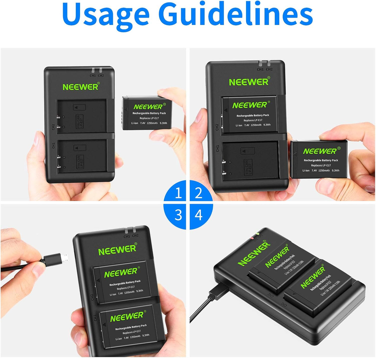 Neewer 10093319 LP-E17 Replacement Battery Charger Kit