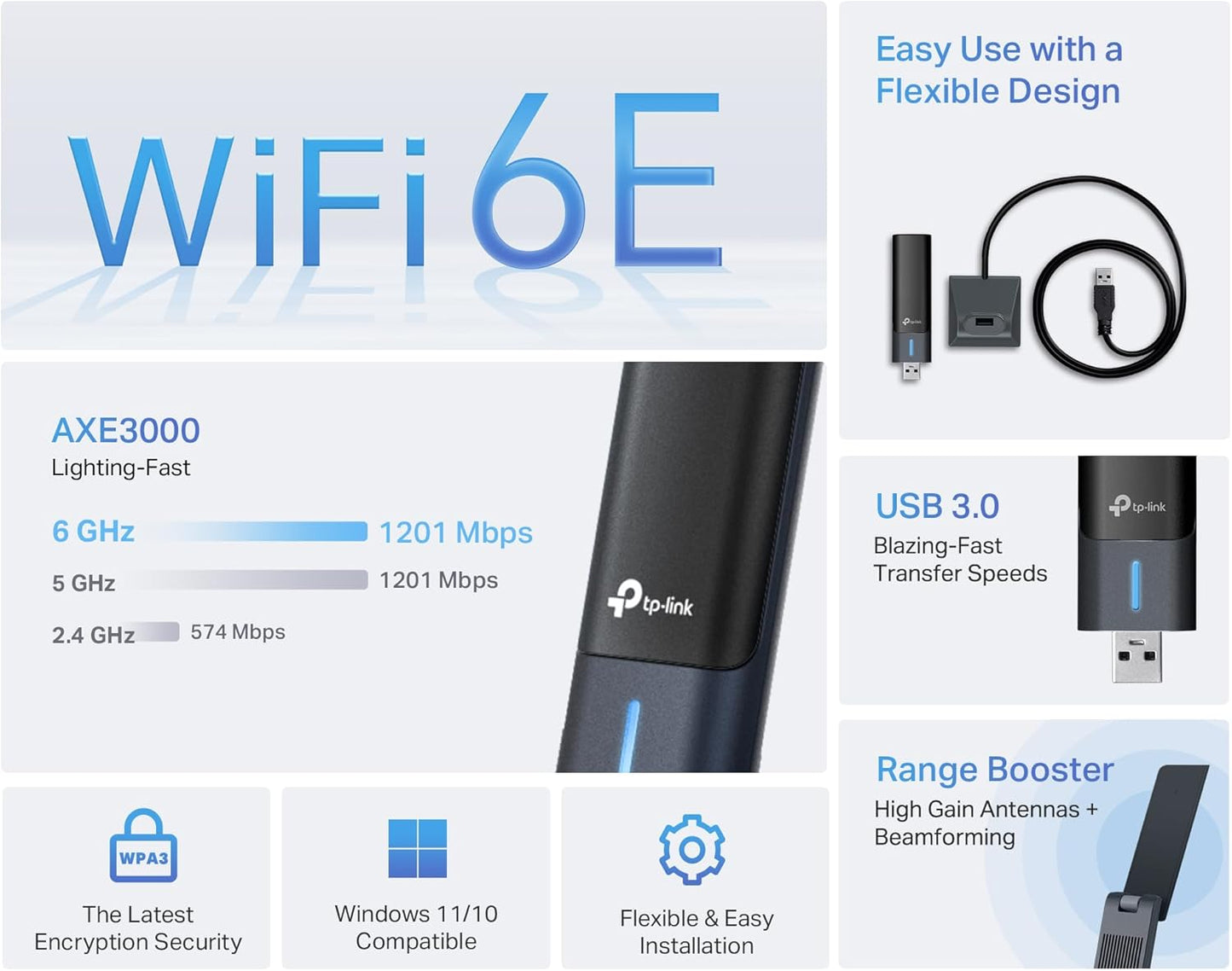 TP-Link Archer TXE50UH AXE3000 WiFi 6E USB Adapter