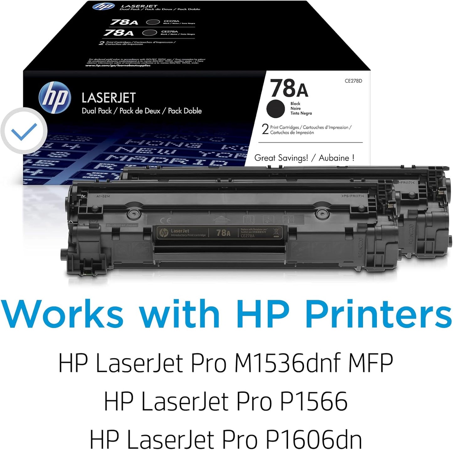 HP CE278D 78A Black LaserJet Toner Cartridge 2-Pack