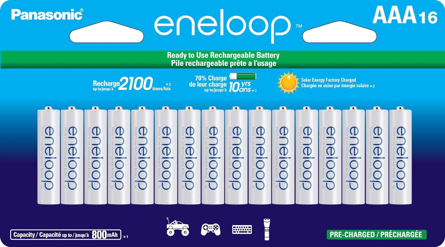 Panasonic BK-4MCCA16FA eneloop AAA Rechargeable Batteries 16-Pack
