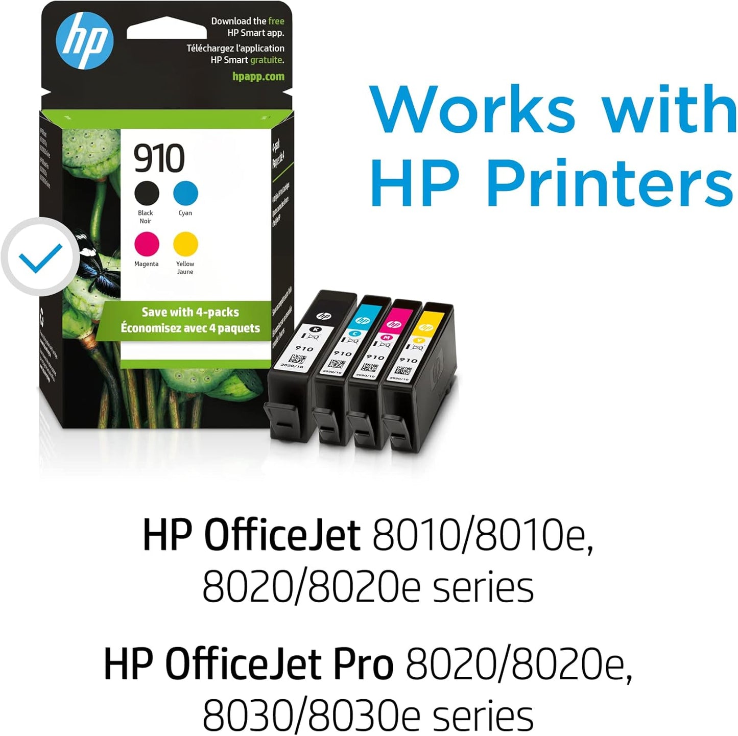 HP 3YQ26AN#140 910 Black Cyan Magenta Yellow Ink Cartridges