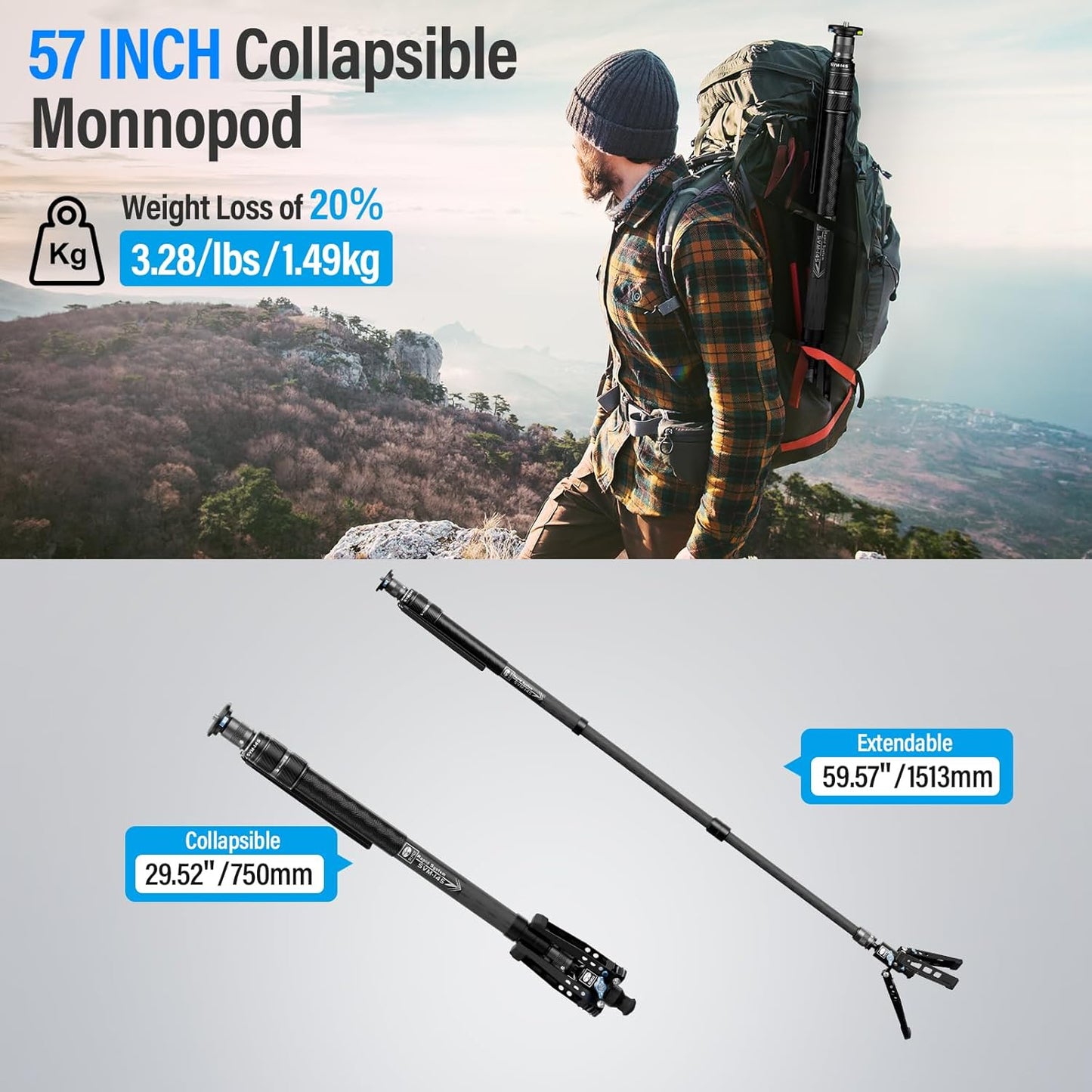 Sirui SIRUI 145 Rapid Carbon Fiber Monopod with Feet