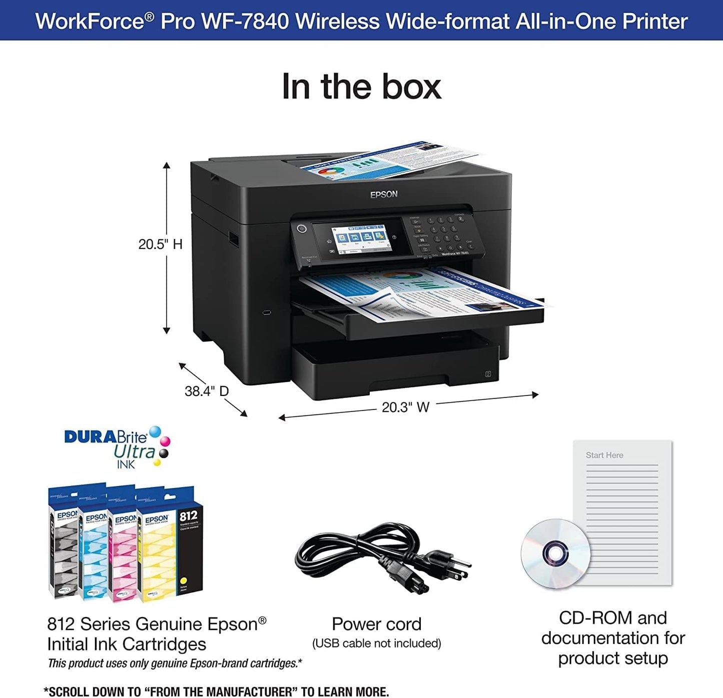 Epson WorkForce Pro WF-7840 Wireless Wide-Format Color Inkjet Printer