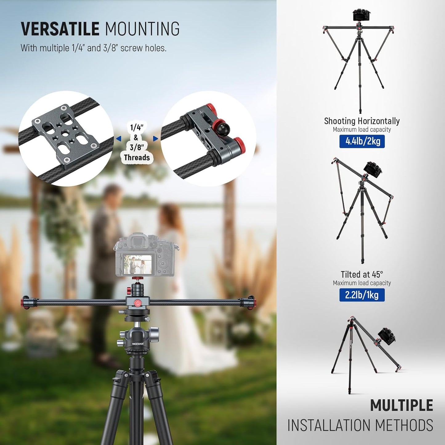 Neewer CS2M 24" Carbon Fiber Camera Slider with Ball Head