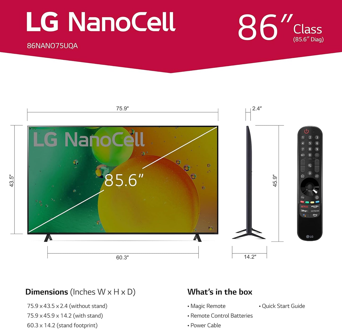 LG 86NANO75UQA 86-Inch NanoCell 4K Smart TV