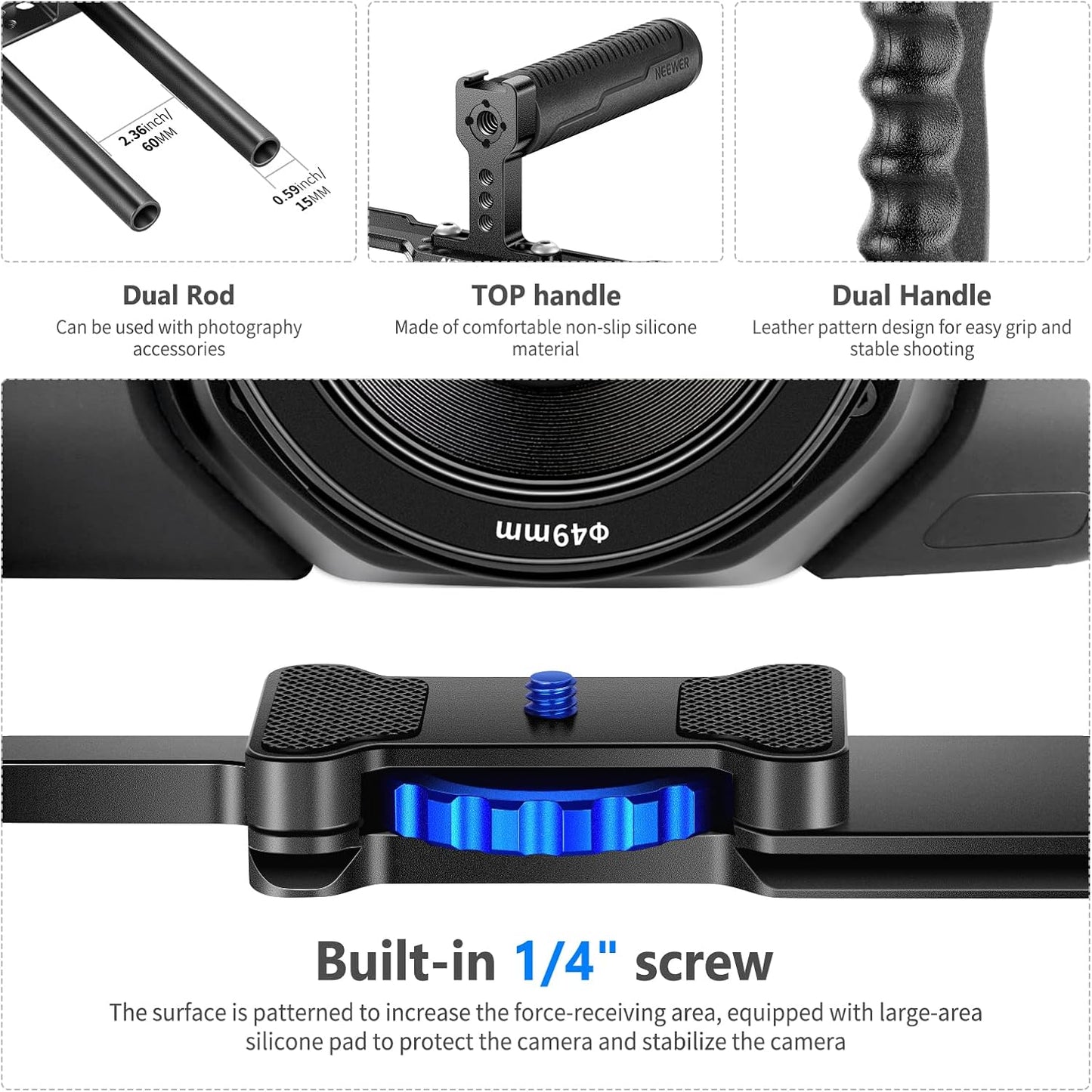 Neewer 10100435 Camera Cage Rig Dual Grips
