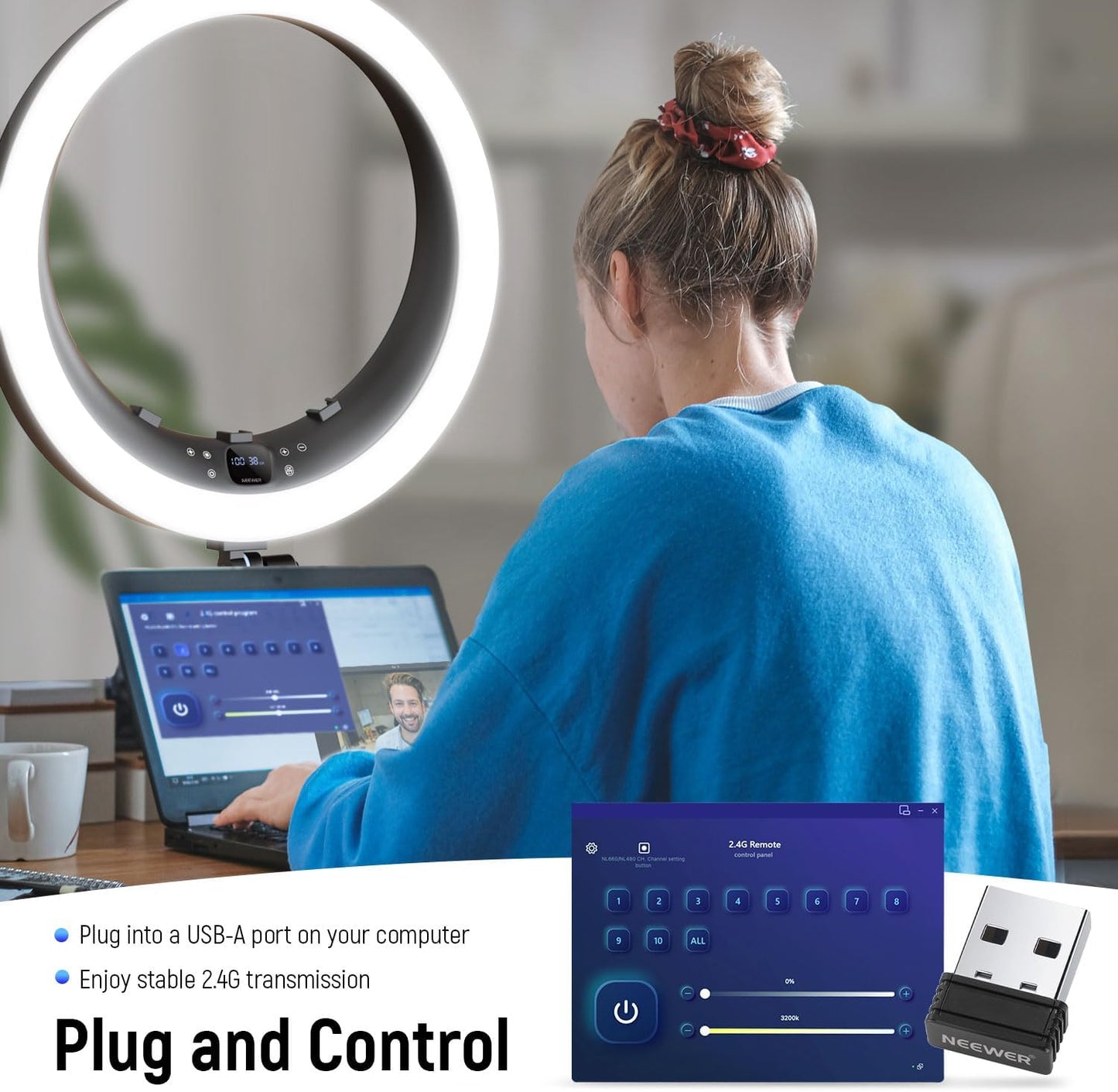 Neewer 10102970 19" Ring Light with Stand & Phone Holders