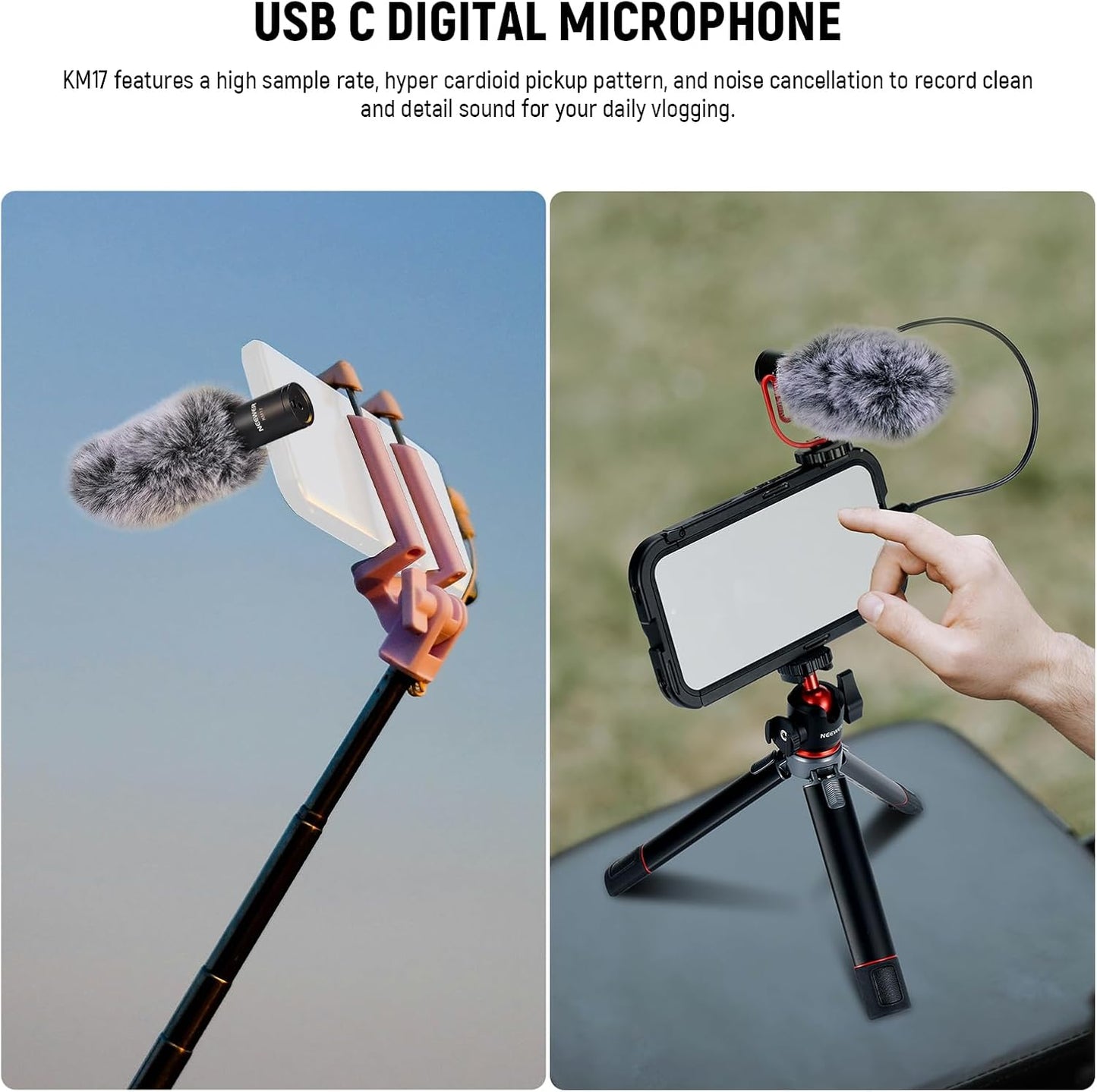 Neewer KM17 Pro USB C Microphone - Phone/Camera Vlog Mic