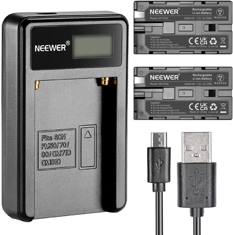 Neewer - NP-F550 Battery Charger Set - 2600mAh Batteries — main product image
