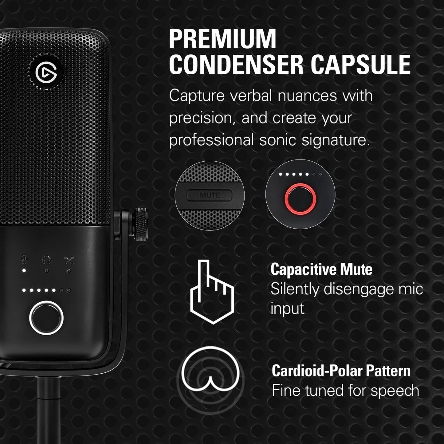 Elgato Wave3 Premium Condenser Microphone and Mic Arm
