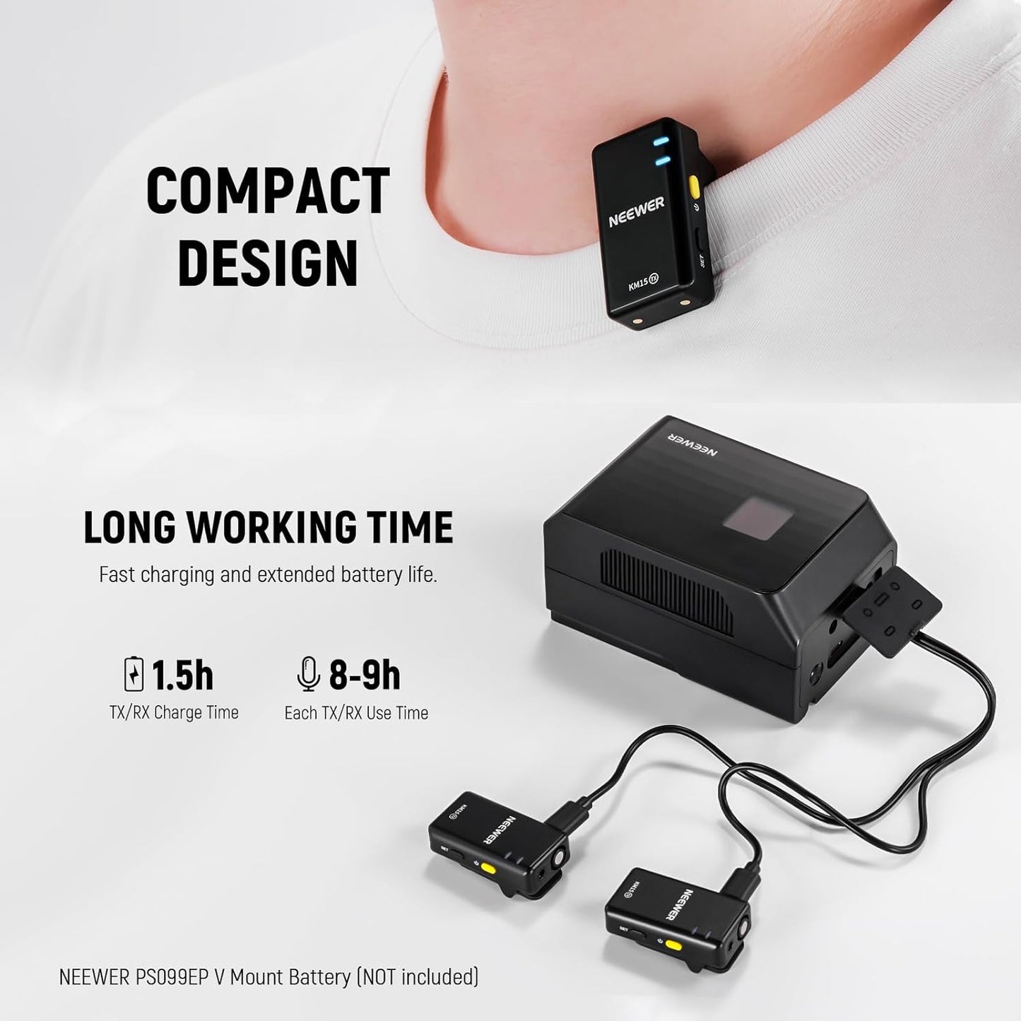 Neewer 21000072 Wireless Lavalier Microphone USB-C iPhone