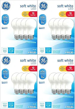 GE 16 Pack LED 60W Equivalent Soft White Bulbs