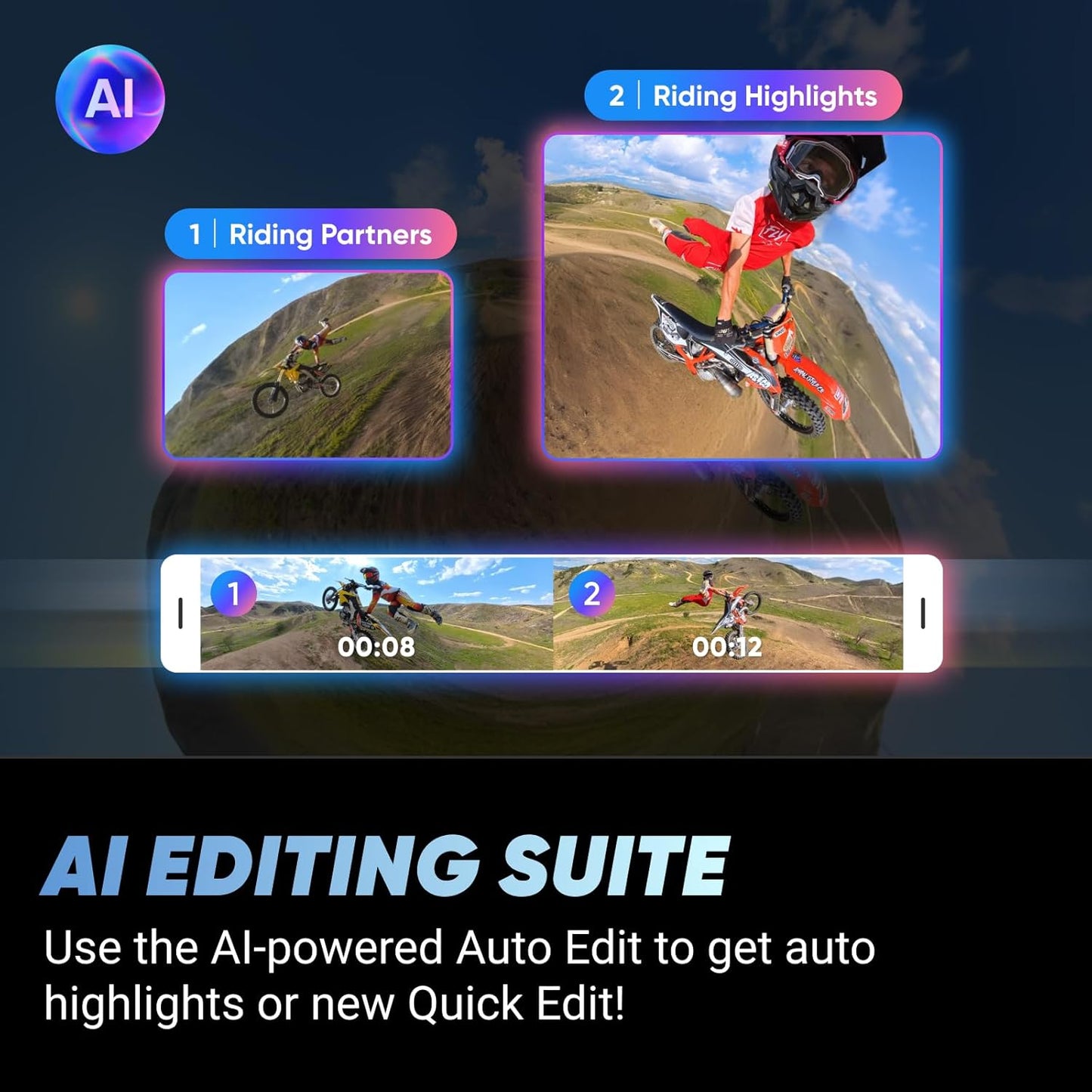 Insta360 X4, 8K 360 Action Camera with Motorcycle Handlebar Mount