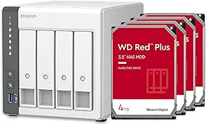 QNAP TS-433-4G-44W-US 4-Bay NAS 12TB WD Red Plus RAID 5 Bundle